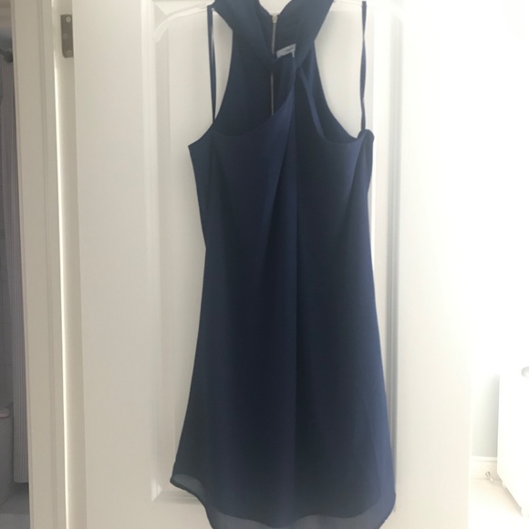 "Naked Zebra" navy chiffon dress, size medium - Picture 4 of 5